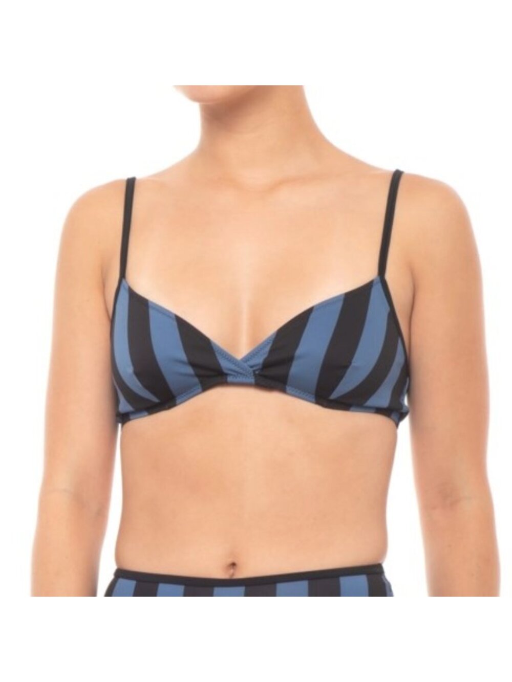 NWT SOLID & STRIPED Blue & Black Striped Brigitte Bikini Top Size XS